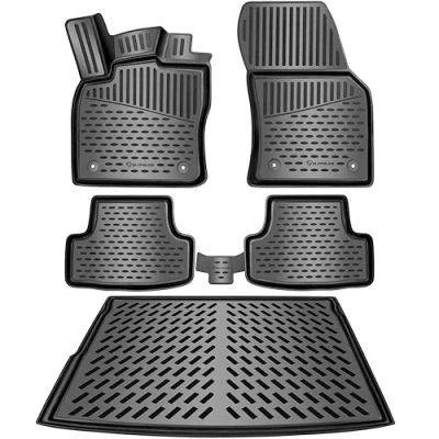 Afbeelding van ELMASLINE 3D rubberen matten &amp; kofferbakmatset voor VW Golf 8 [VIII] 2019 2023 Variant/Combi