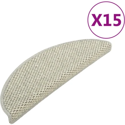 Afbeelding van Trapmatten zelfklevend 15 st sisal look 65x21x4 cm grijs