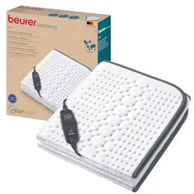 Afbeelding van Beurer UB 60 Green Planet Elektrische deken Onderdeken 150 x 80 cm Getest: zeer goed 4 Warmtestanden/2 ecostanden Automatische uitschakeling Gerecycled materiaal Machinewasbaar 5 Jaar garantie Wit