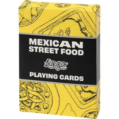 Afbeelding van Lingo Mexicaans straatvoedsel speelkaarten playingcards Reis flashcards jong en oud Street Food Recepten &amp; Tips op een leuke gemakkelijke manier Flashcard Deck 52 essentiële vertalingen ‎8.99x6.5x1.7 cm 91g