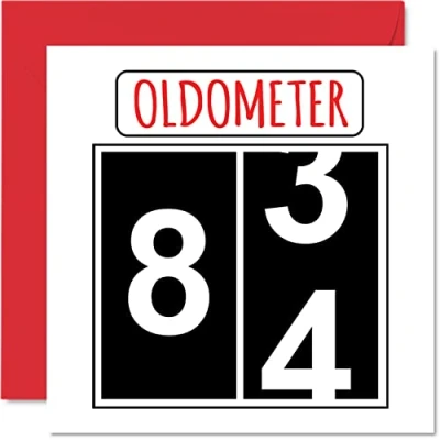 Afbeelding van Leuke 84e verjaardagskaarten voor mannen vrouw Oldometer Happy Birthday Card papa mama overgrootvader opa Nanny oma oom tante, 145mm x wenskaarten, verjaardagskaart