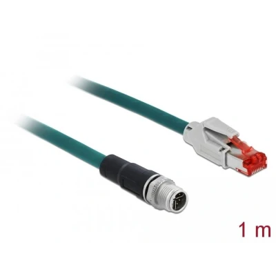 Afbeelding van Delock netwerkkabel M12 8 pins X gecodeerd naar RJ45 stekker PVC 1 m