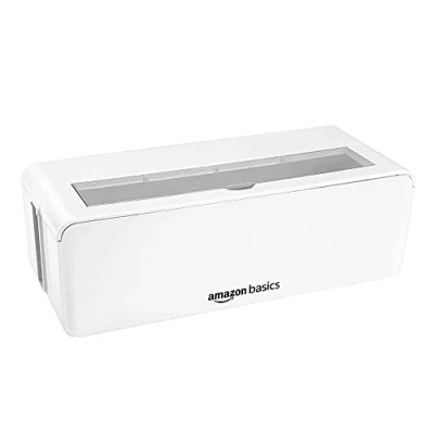 Afbeelding van Amazon Basics Kabeldoos, voor het verbergen en ordenen van kabels, groot, wit