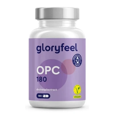 Afbeelding van OPC (95%) Druivenpitextract Resveratrol Supplement met Vitamine C, 180 Vegan Capsules, 1000mg pure uit Franse Druiven, Antioxidant voor de Bloedsomloop, 95% Oligomere Proanthocyanidine