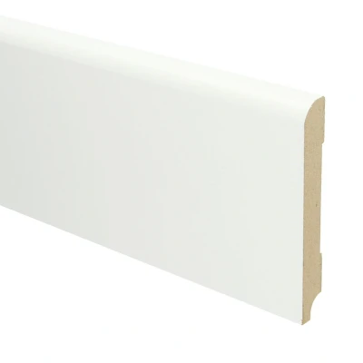 Afbeelding van Sfeerplinten MDF Koloniale Plint 120x18mm Wit Voorgelakt RAL 9010 5 stuks Lengte 2.4m Voordelig plinten kopen Eenvoudige installatie met montagekit of spijkers Woodstep