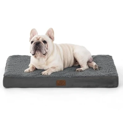 Afbeelding van Bedsure Orthopedisch hondenbed voor kleine honden, 76 x 51 7,6 cm, wollige, hondenmat, wasbaar, hondenmatras in donkergrijs, honden