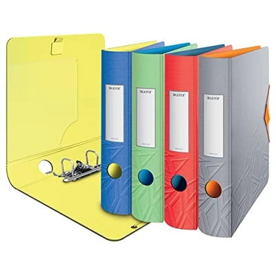 Afbeelding van Leitz Kwaliteitsordner 180 Active, 5 pack, A4, smal, afgeronde rug, 6,5 cm breed, elastische bandsluiting, lichtgewicht polyfoam, plastic map, Urban Chic serie, gesorteerd op kleur, 11171099
