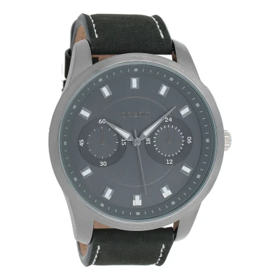Afbeelding van OOZOO Timepieces Titanium horloge met donker blauwe leren band C8207