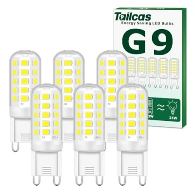 Afbeelding van G9 Ledlampen, koudwit, 6000 K, 5 W, vervanging voor 50 W halogeenlampen, 500 lumen, niet dimbaar, flikkert niet, 360 graden stralingshoek, AC 220 240 V, verpakking van 6 stuks