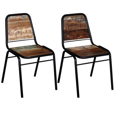 Afbeelding van Eetkamerstoelen 2 st massief gerecycled hout