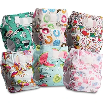 Afbeelding van Littles and Bloomz Herbruikbare baby pocketluier, standaard drukknoop, 6 luiers, FLV2 0605