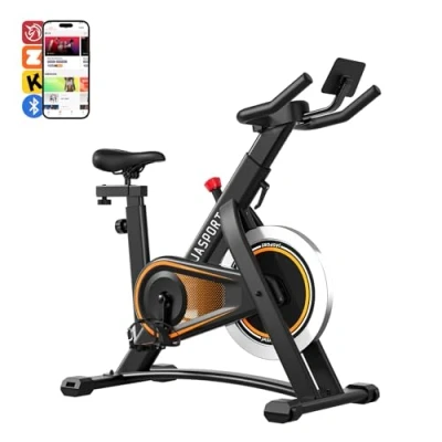 Afbeelding van JASPORT A3 hometrainer 7,5 kg vliegwiel, led display, verstelbare hoogte, tablethouder, indoor fitnessfiets tot 120 draagvermogen, compatibel met Kinomap &amp; Zwift