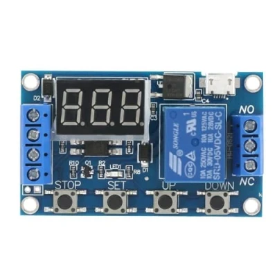 Afbeelding van Relaismodule DC 6V 30V activeringsvertraging aan/uit timer relaisschakelaar module, met LED display, micro USB 5V