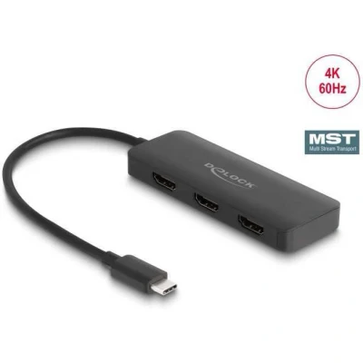 Afbeelding van Delock USB Type C™ Splitter (DP Alt Mode) zu 3 x HDMI MST 4K 60 Hz