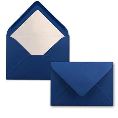 Afbeelding van 25 enveloppen donkerblauw/nachtblauw DIN C6 gevoerd met wit zijdepapier 90 g/m² 11,4 x 16,2 cm nat lijmen NEUSER PAPIER