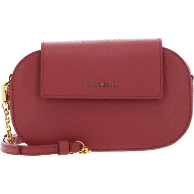 Afbeelding van COCCINELLE Leren Schoudertas Faint Mini Bag Grained Leather Pot Lichtrood