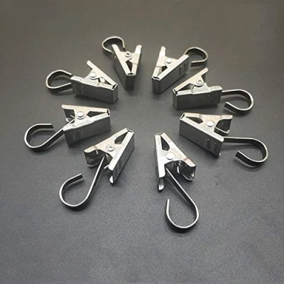 Afbeelding van Coideal Gordijnclips roestvrij staal, 100 stuks metalen douche gordijn clips haken voor opknoping buitenverlichting, kunst ambacht (zilver)