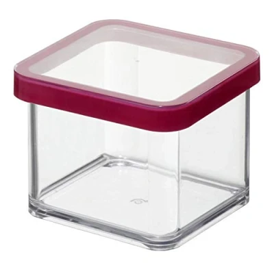 Afbeelding van Rotho Loft vierkante opbergdoos 0,5l met deksel en dichting, Kunststof (SAN) BPA vrij, transparant/rood, 0.5l (10.0 x 10.0 7.2 cm)