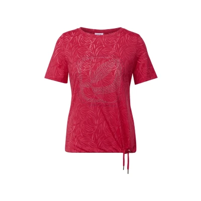 Afbeelding van Cecil MIT Schmucksteinen Tshirt print, Dames, Maat: XL, Rot