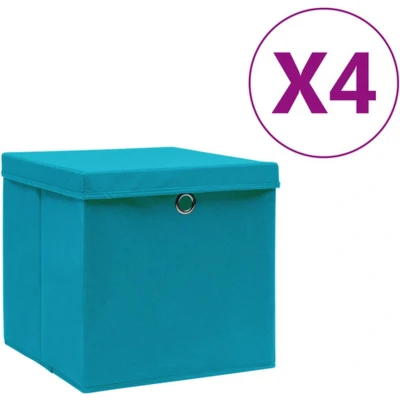 Afbeelding van vidaXL Opbergboxen met deksel 4 st 28x28x28 cm babyblauw
