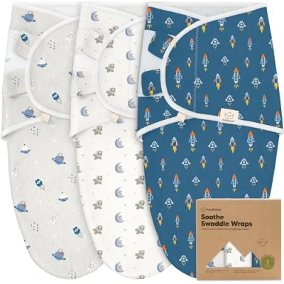 Afbeelding van Biologische Baby Swaddle Wrap Dekens 3 Pack Pasgeboren Swaddles 0 Maanden Ergonomische Slaapzak Sacks Deken Voor (Cosmo)