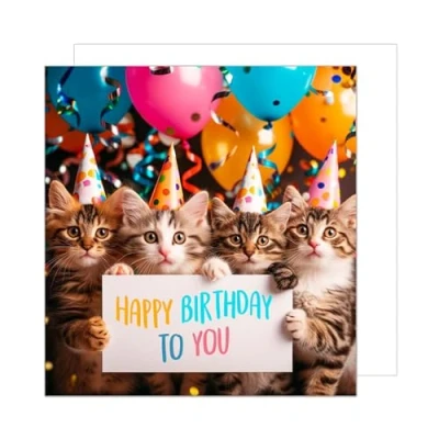 Afbeelding van Edition Seidel Premium vierkante verjaardagskaart met envelop. Wenskaart Happy Birthday Billet dier kaart man vrouw coole kat humor grappig feest (GQ148 SW024)