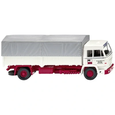 Afbeelding van Wiking 084911 H0 vrachtwagen Büssing BS 16 L met laadbak en huif Bruns