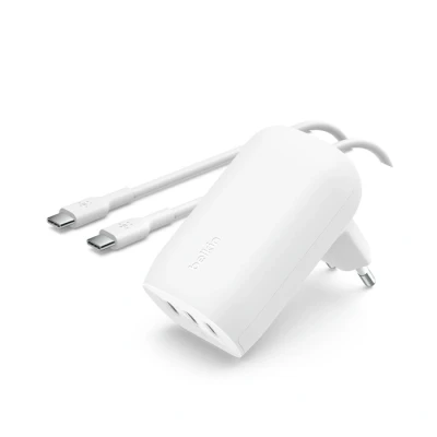 Afbeelding van Belkin 3 port Usb c Wall Charger With Pps 67 Watt Inclusief 100w 5a Cable Thuislader