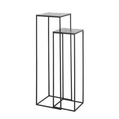 Afbeelding van Light &amp; Living Boca zuil set van 2 ruw lood ant mat zwart Metaal
