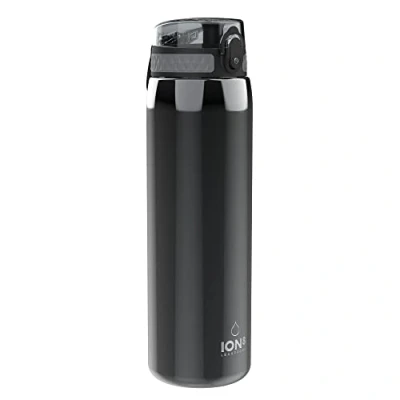 Afbeelding van Ion8 1 Liter Roestvrijstalen Waterfles, Lekvrij, Makkelijk te Openen, Veilige Vergrendeling, Draaghendel, Vaatwasserbestendig, Duurzame Krasbestendige Verf, 1200ml (40oz), Grijs