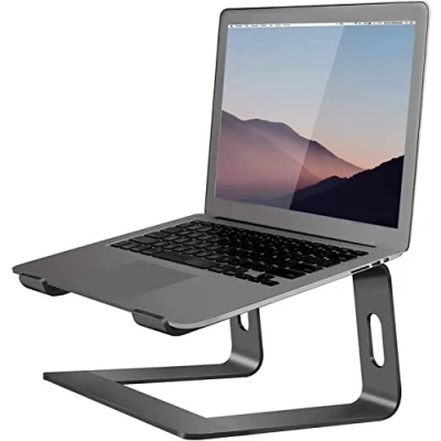 Afbeelding van Orionstar Laptopstandaard aluminium laptop riser compatibel met notebookcomputer(10 15,6 inch), Apple Mac MacBook Air Pro, HP, Dell, Lenovo, Samsung, Acer, afneembare ergonomische notebookstandaard, Zwart