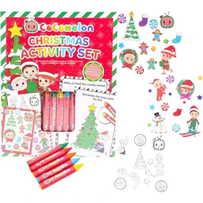 Afbeelding van Toyland® Cocomelon Kerstactiviteitenpakket 1 x 36 pagina&#039;s activiteitenboek, 5 kleurpotloden en 43 stickers Kerstavonddoosvullers cadeaus