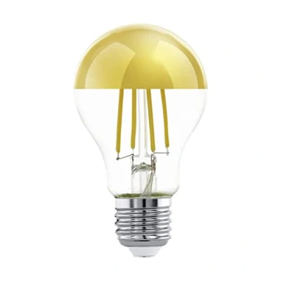 Afbeelding van EGLO Filament LED koepel lamp E27, half spiegel Edison gloeilamp met gouden kroon, 7,5 Watt (60w equivalent), 806 Lumen, lichtbron niet verblindend, warm wit, 2700 Kelvin, A60, Ø 6 cm