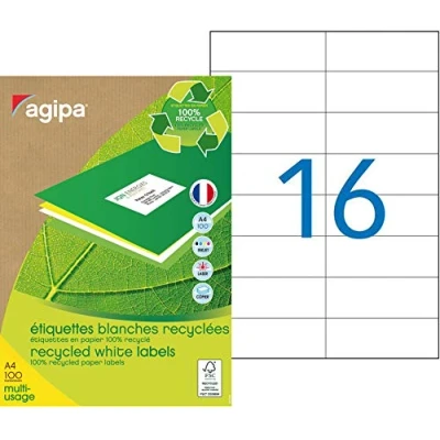 Afbeelding van agipa Recycling multi purpose labels, 210 x 148,5 mm, wit