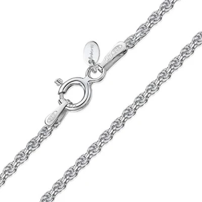 Afbeelding van Amberta Sieraden Echt 925 Sterling Zilver Keten Twister Touw Halskettingen Collier voor Vrouwen en Man Unisex Lengte: 45cm