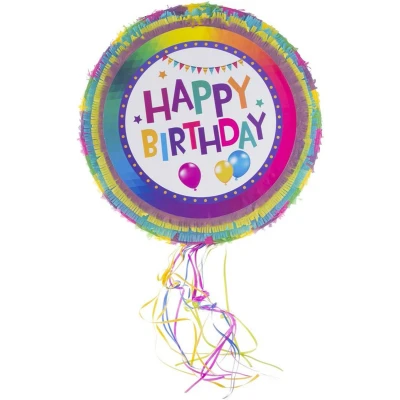 Afbeelding van Pinata van papier Happy Birthday thema 50 x cm Feestartikelen Verjaardag Pinatas