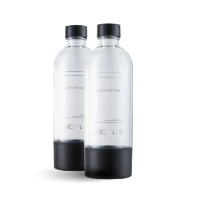 Afbeelding van LunaVida&#039;s herbruikbare flessen 2stuks 1 liter fles Compatibel met bruiswatertoestel van Lunavida Zwart