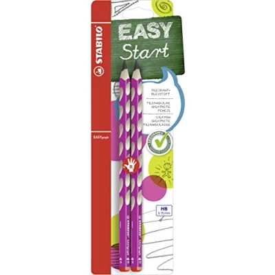 Afbeelding van Ergonomisch driekantig grafietpotlood voor rechtshandigen STABILO EASYgraph in roze 2 stuks hardheid HB