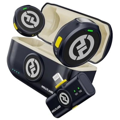Afbeelding van Hollyland Lark M2 draadloze Lavalier microfoon voor iPhone Lightning MFi gecertificeerd, 48 kHz/24 bit hifi audio 30 uur looptijd 300m bereik, ENC antiruismicrofoon Vlog YouTube zwart