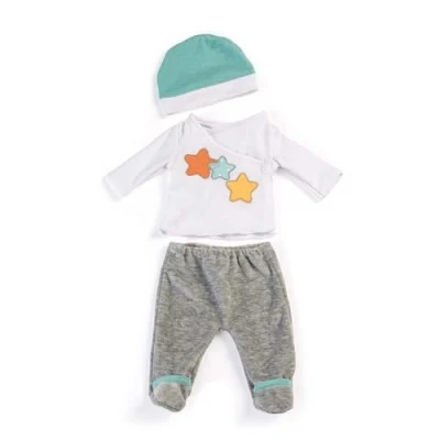 Afbeelding van Miniland Poppen Pyjama wit en grijs (40 cm)