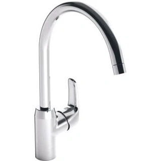 Afbeelding van Hansa pinto 1 gats keukenkraan met hoge ronde uitloop 21 3cm chroom 45132283