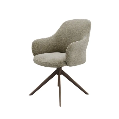 Afbeelding van Label51 Bern eetkamerstoel bouclé mushroom/brons Boucle