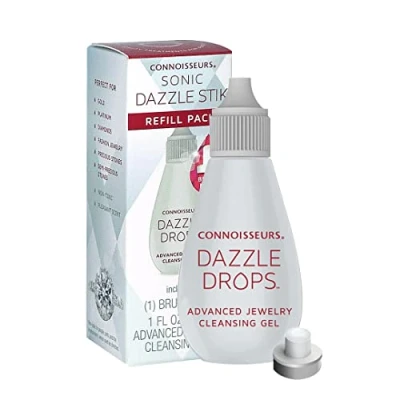 Afbeelding van CONNOISSEURS Dazzle Stik Refill Pack, Sieraden Cleansing Gel &amp; Vervanging Borstel Hoofd (Set van 2), Pack 2, Zilver