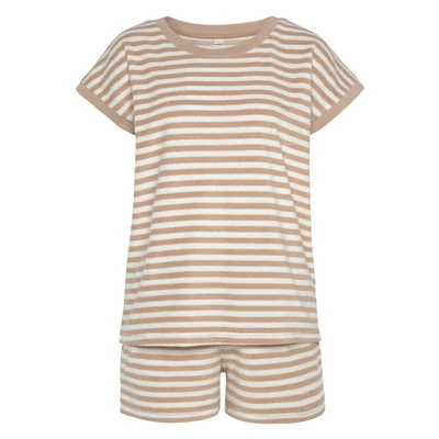 Afbeelding van Lascana Frotee Nachtw sche Set Pyjama, Dames, Maat: 36/38, Hellrosa