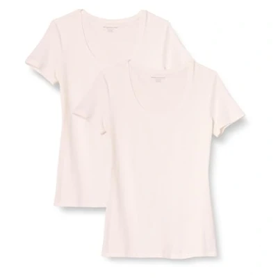 Afbeelding van Amazon Essentials 2 pack Classic fit T shirt met korte mouwen, Wit/Wit, L