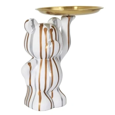 Afbeelding van HOME DECO FACTORY, HD0152, Modern White decorative statue with empty pocket, elegant object for storing keys and jewelry, glossy finish, ideal all interiors, 20x15 cm,