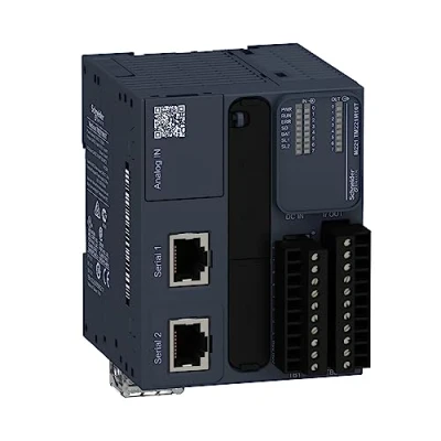 Afbeelding van Schneider electric modicon m221 controller 16 i o voeding 24vdc in 8 si so tra 4 high sp 2 x 0 10v out source serial tm221m16t
