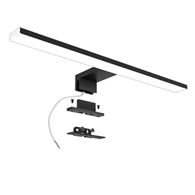 Afbeelding van Azhien LED badkamerspiegellamp 10W 820LM, 40cm wandlamp spiegellamp met neutraal wit 4000K,3 in 1 230V badkamerkast spiegelverlichting IP44 waterdicht zwart