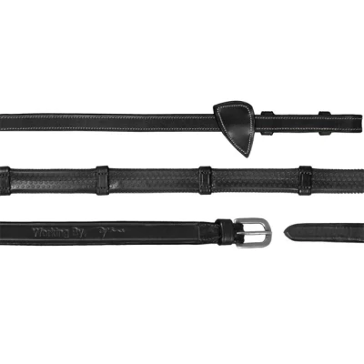 Afbeelding van Dy on 1/2 (13mm) Rubber Reins 7 loops Working coll. Black Maat Full