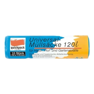 Afbeelding van 10 stuks universele vuilniszakken 120 liter, 70 x 110 cm, op rol